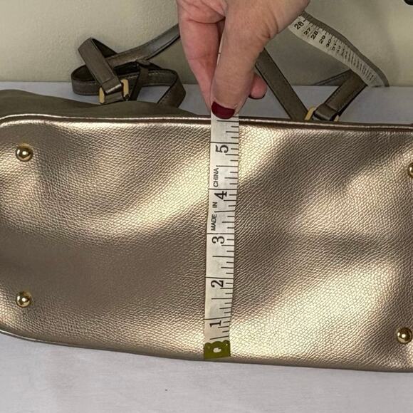 Ralph Lauren Whitby Metallic Gold Leather Tote Shoulder Bag Purse | Classic - Picture 13 of 14